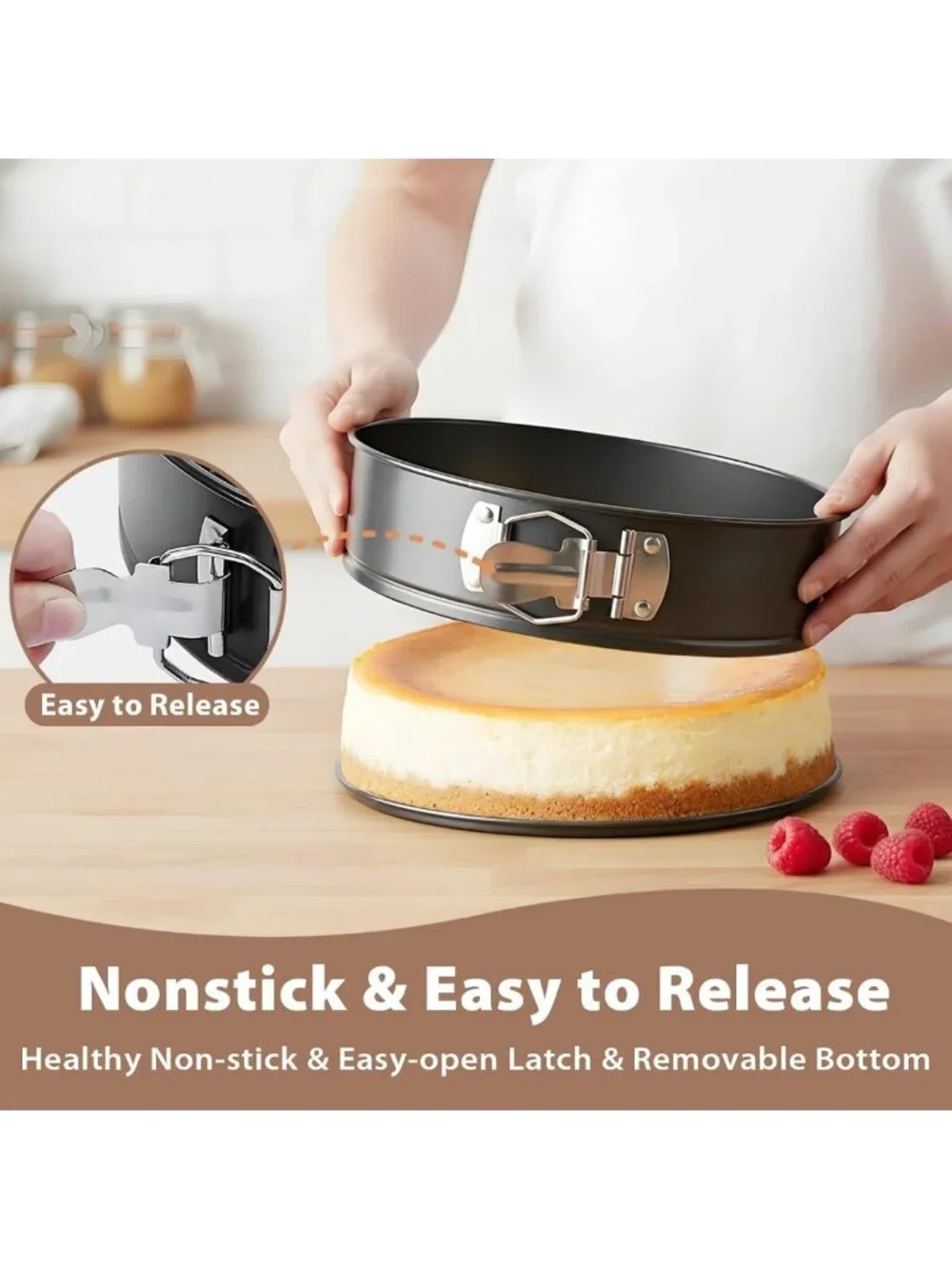 Leakproof Springform Pan Set of 3 - Nonstick Cheesecake Pans with Silicone